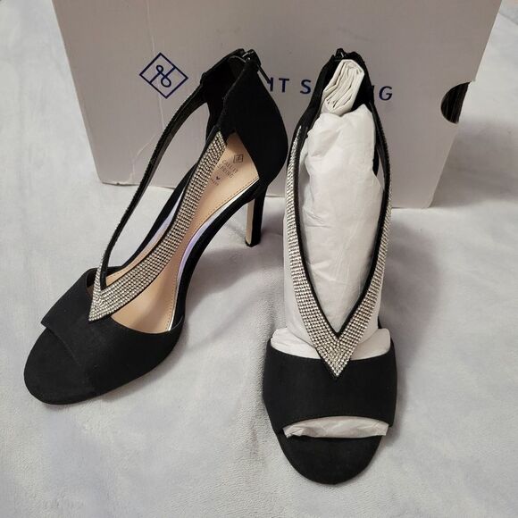 Viaria Sandal Stilletto Heels Black Rhinestones CALL IT SPRING - Picture 4 of 12